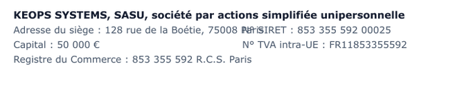 Informations éditeur du site
